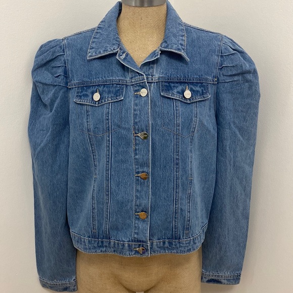 Lipsy Puff Sleeve Denim Jacket Blue 